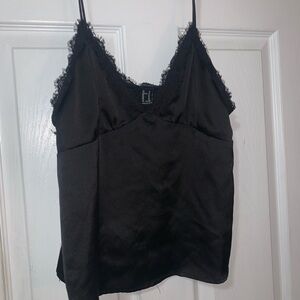 Silky Vneck Lace Tank